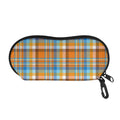 Orange And Blue Madras Pattern Print Glasses Case