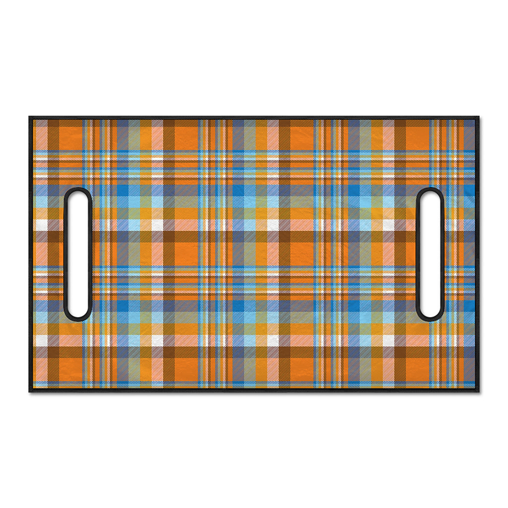 Orange And Blue Madras Pattern Print Golf Cart Seat Cover