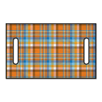Orange And Blue Madras Pattern Print Golf Cart Seat Cover