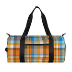 Orange And Blue Madras Pattern Print Gym Bag