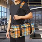 Orange And Blue Madras Pattern Print Gym Bag