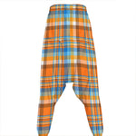 Orange And Blue Madras Pattern Print Hammer Pants