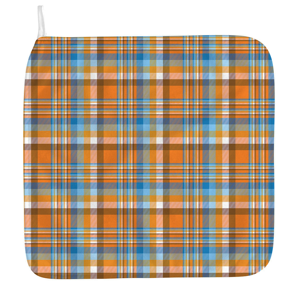 Orange And Blue Madras Pattern Print Hand Towel