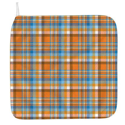Orange And Blue Madras Pattern Print Hand Towel