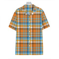 Orange And Blue Madras Pattern Print Hawaiian Shirt