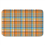Orange And Blue Madras Pattern Print Indoor Door Mat