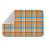Orange And Blue Madras Pattern Print Indoor Door Mat