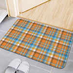 Orange And Blue Madras Pattern Print Indoor Door Mat