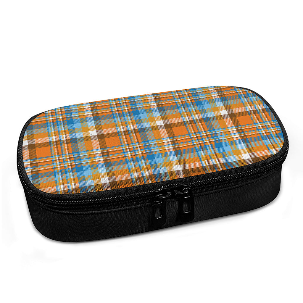 Orange And Blue Madras Pattern Print Insulin Cooler Travel Case