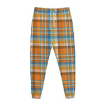 Orange And Blue Madras Pattern Print Jogger Pants