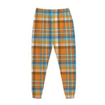 Orange And Blue Madras Pattern Print Jogger Pants