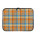 Orange And Blue Madras Pattern Print Laptop Sleeve