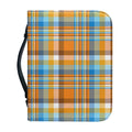 Orange And Blue Madras Pattern Print Leather Bible Cover