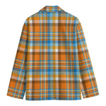 Orange And Blue Madras Pattern Print Men's Blazer