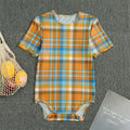 Orange And Blue Madras Pattern Print Men's Bodysuit