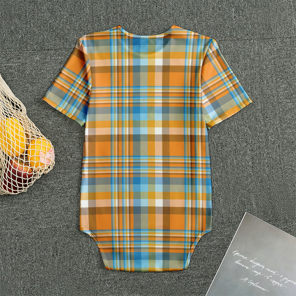 Orange And Blue Madras Pattern Print Men's Bodysuit