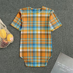 Orange And Blue Madras Pattern Print Men's Bodysuit