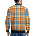 Orange And Blue Madras Pattern Print Men's Bomber Jacket