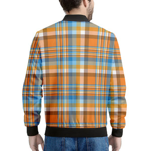 Orange And Blue Madras Pattern Print Men's Bomber Jacket