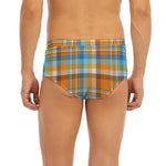 Orange And Blue Madras Pattern Print Men's Briefs