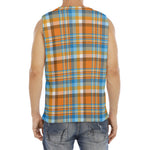 Orange And Blue Madras Pattern Print Men's Fitness Tank Top
