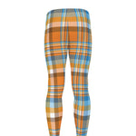 Orange And Blue Madras Pattern Print Men's leggings