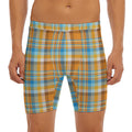 Orange And Blue Madras Pattern Print Men's Long Boxer Briefs