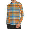 Orange And Blue Madras Pattern Print Men's Long Sleeve Rash Guard