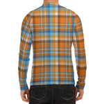 Orange And Blue Madras Pattern Print Men's Long Sleeve Rash Guard