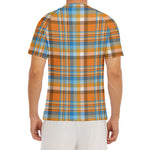 Orange And Blue Madras Pattern Print Men's Short Sleeve Rash Guard