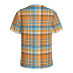 Orange And Blue Madras Pattern Print Men's Sports T-Shirt