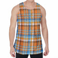 Orange And Blue Madras Pattern Print Men's Velvet Tank Top