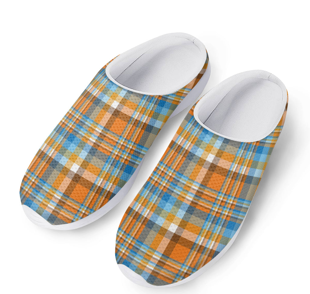 Orange And Blue Madras Pattern Print Mesh Casual Shoes
