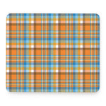 Orange And Blue Madras Pattern Print Mouse Pad