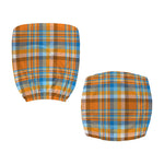Orange And Blue Madras Pattern Print Office Chair Cover