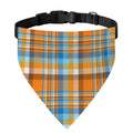 Orange And Blue Madras Pattern Print Over The Collar Dog Bandana