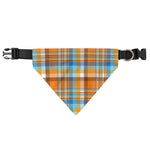 Orange And Blue Madras Pattern Print Over The Collar Dog Bandana