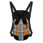 Orange And Blue Madras Pattern Print Pet Carrier Backpack