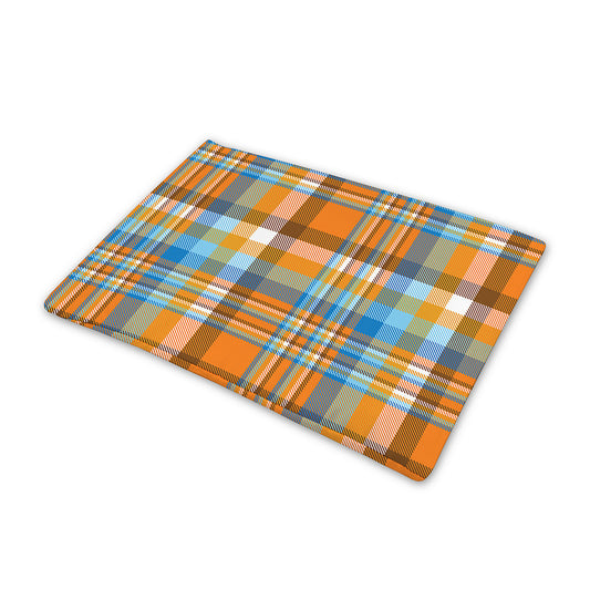 Orange And Blue Madras Pattern Print Pet Cooling Mat Cover
