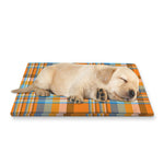Orange And Blue Madras Pattern Print Pet Cooling Mat Cover