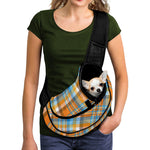 Orange And Blue Madras Pattern Print Pet Sling Carrier