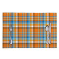 Orange And Blue Madras Pattern Print Placemat