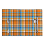 Orange And Blue Madras Pattern Print Placemat