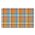 Orange And Blue Madras Pattern Print Polyester Doormat