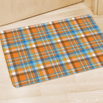 Orange And Blue Madras Pattern Print Polyester Doormat