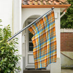 Orange And Blue Madras Pattern Print Polyester Flag