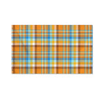 Orange And Blue Madras Pattern Print Polyester Flag