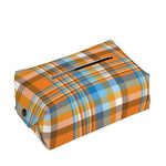 Orange And Blue Madras Pattern Print Rectangle Tissue Box Cover