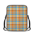 Orange And Blue Madras Pattern Print Rectangular Crossbody Bag