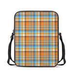 Orange And Blue Madras Pattern Print Rectangular Crossbody Bag